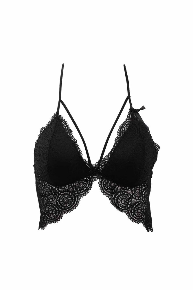 Mavi Crossed Strappy Guipure Torsolette | Black
