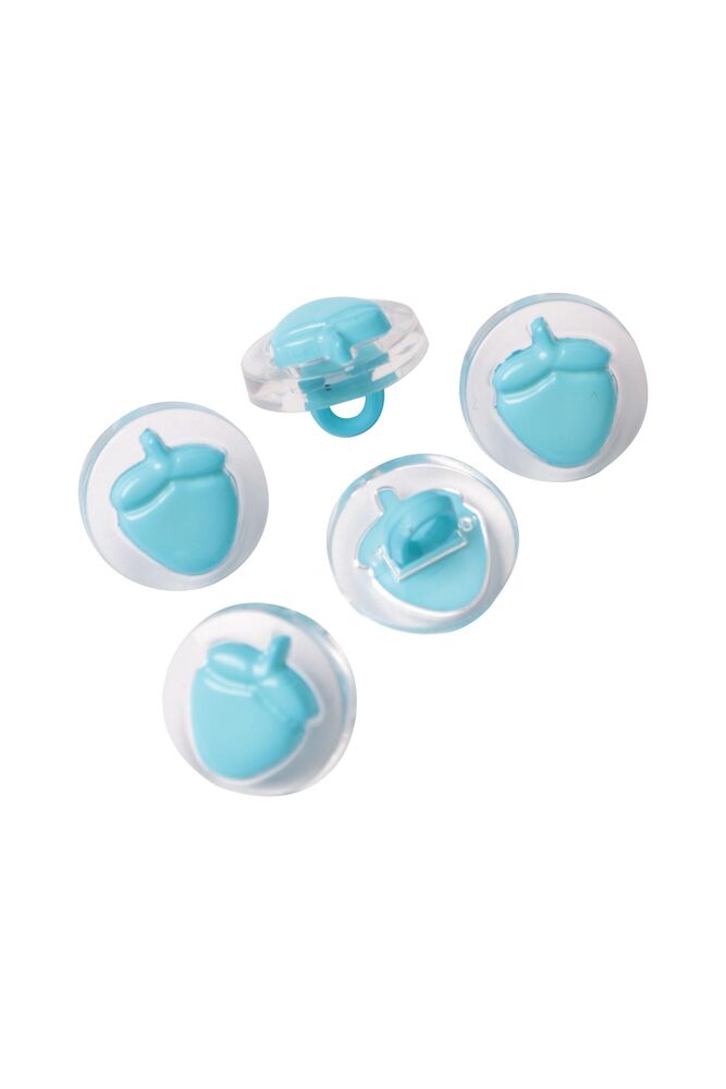 Fındık Figürlü Düğme 5 Adet | Mavi