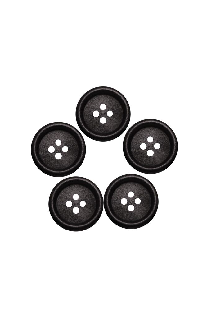 Renkli Ahşap Düğme 1555 5'li | Siyah