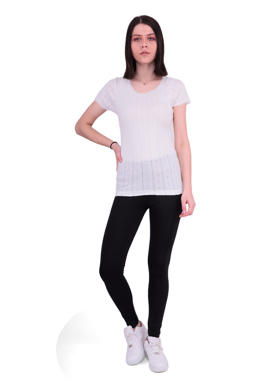 İlke Jacquard Undershirt 222 | Ecru - Thumbnail