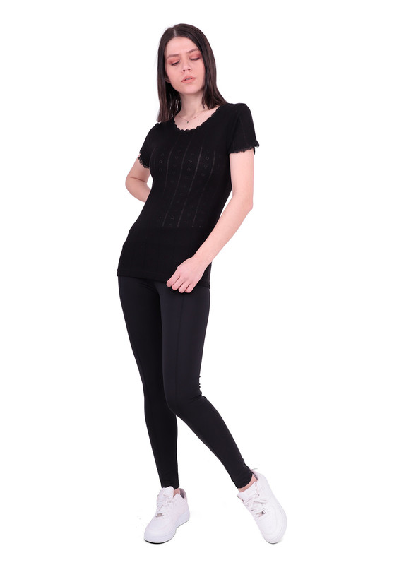 İlke Jaquard Undershirt 222 | Black - Thumbnail