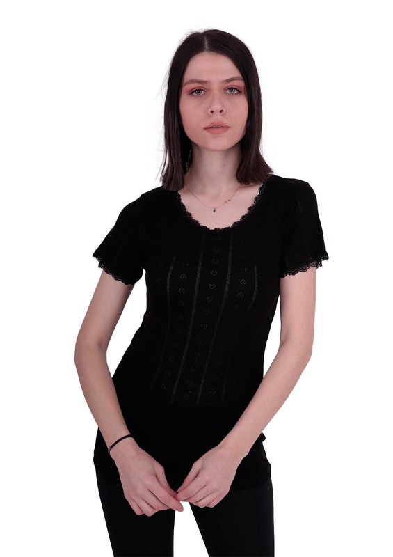 İlke Jaquard Undershirt 222 | Black - Thumbnail