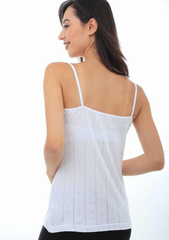 Tutku Woman Jacquard Strappy Undershirt 200 3 Pack | White