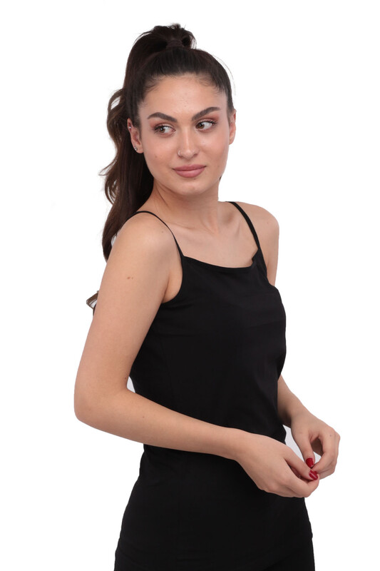 Tutku Elastane Strappy Woman Undershirt 146 | Black - Thumbnail
