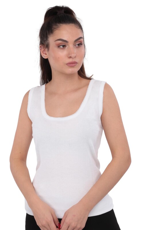 TUTKU - Tutku Thick Srappy Crocheted Woman Undershirt 142 | White
