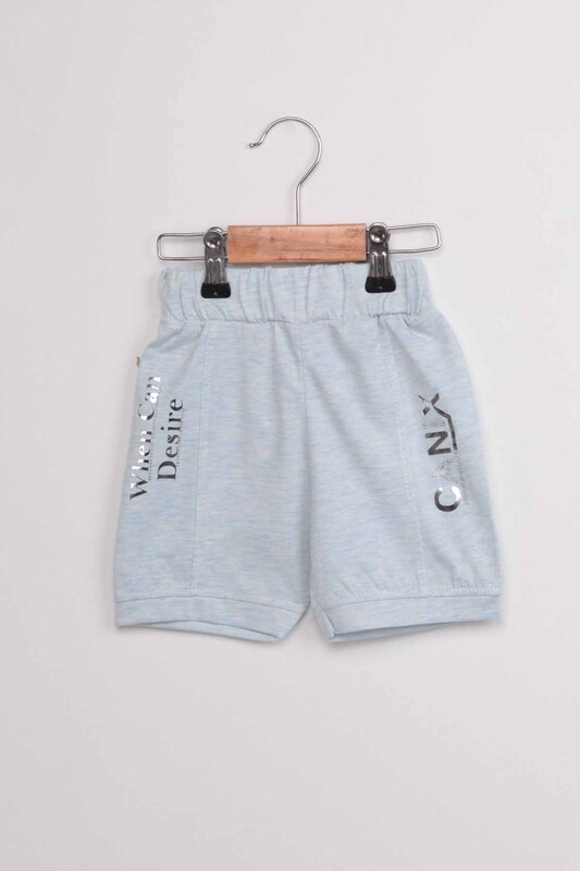 Stone Patterned Girl Shorts | Blue - Thumbnail