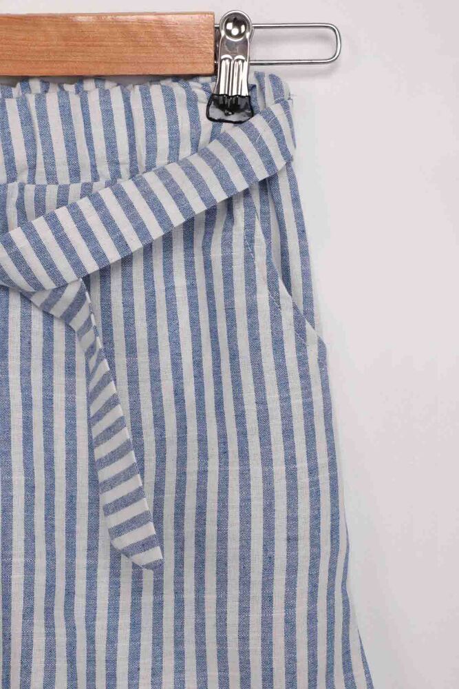 Girl Stripped Linen Shorts 111 | Blue