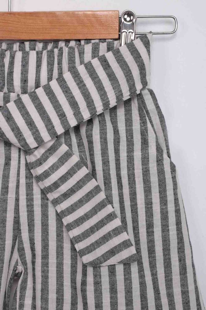 Girl Stripped Linen Shorts 111 | Black