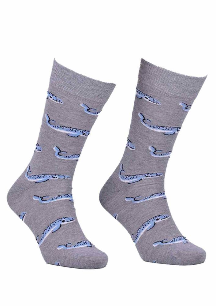 Aytuğ Fish Printed Man Socks 2433 | Gray