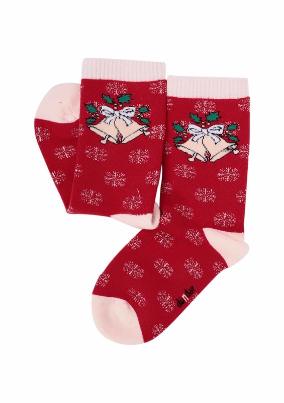 Dündar Bell Printed Red Socks 012 | Red - Thumbnail
