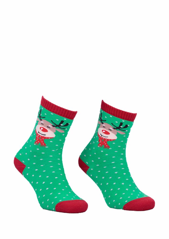 Dündar Seamless Deer Printed Socks with Cologne 010 | Green