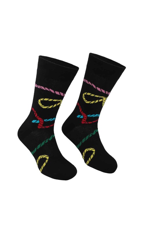PİERRE CARDİN - Pierre Cardin Rope Printed Man Socks 201 | Black