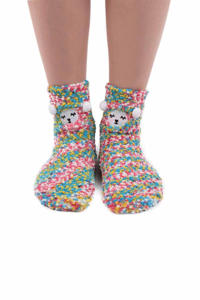 Sahab Woman Teddy Printed Plush Socks 48900 | Colorful