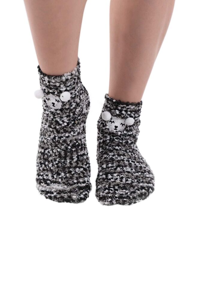 Sahab Woman Teddy Printed Plush Bootie 48900 | Black