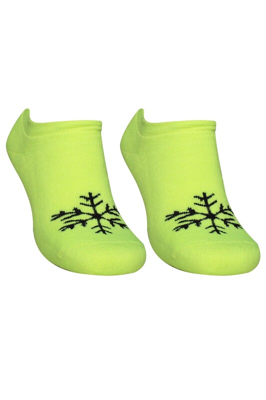 SİMİSSO - Snowflake Printed Woman Thermal Towel Bootie Socks 3060 | Yellow