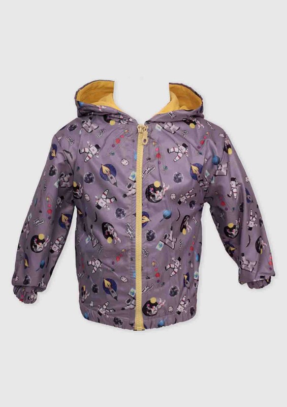 Hippil Baby Astronaut Printed Raincoat | Grey - Thumbnail