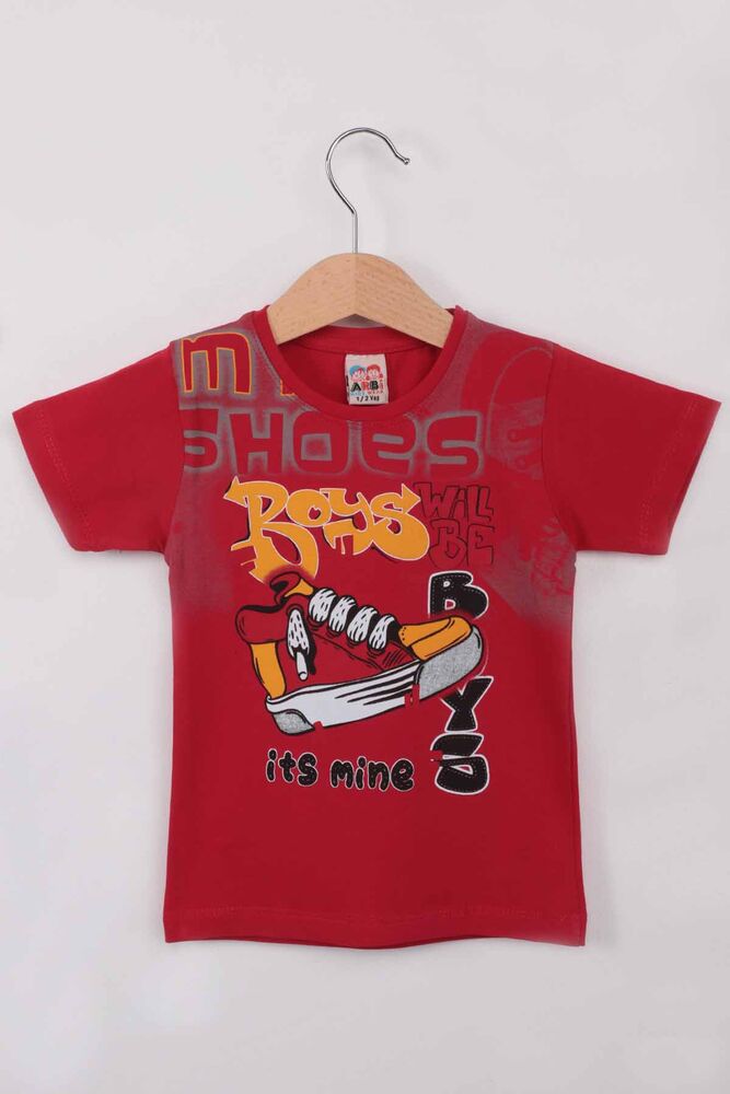 Ayakkabı Baskılı Erkek Çocuk Tshirt | Kırmızı