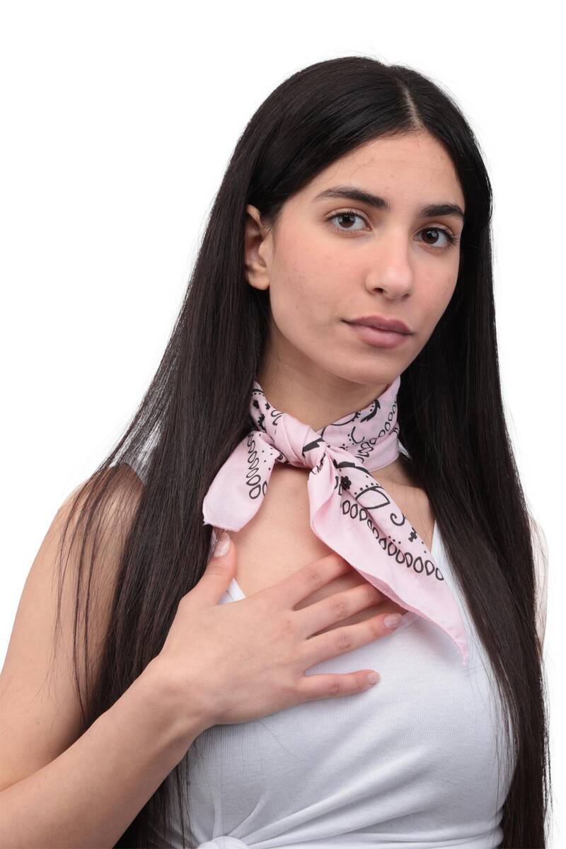 Desenli Bandana | Açık Pembe