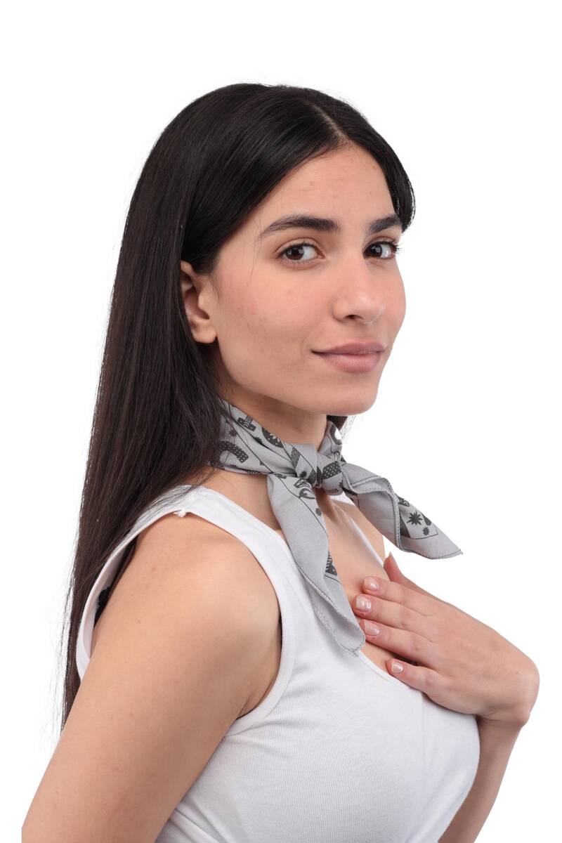 Desenli Bandana | Gri