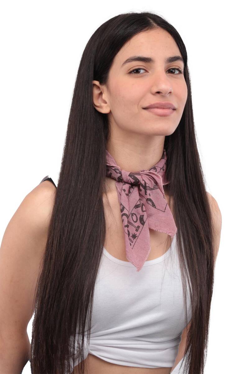 Desenli Bandana | Koyu Gülkurusu