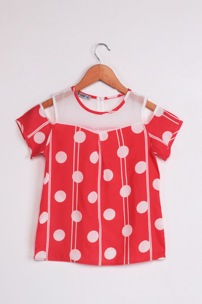 ALG Shoulder Detailed Spotted Girl Dress | Vermillion