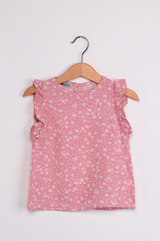 ALG - ALG Ruffle Detailed Flower Printed Girl Dress | Powder