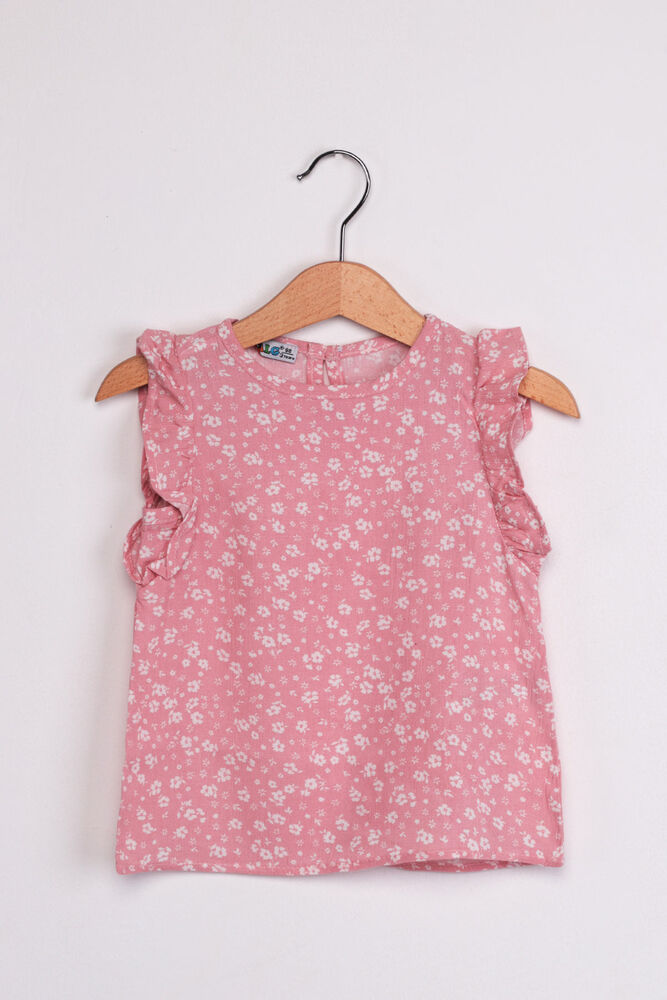 ALG Ruffle Detailed Flower Printed Girl Dress | Powder