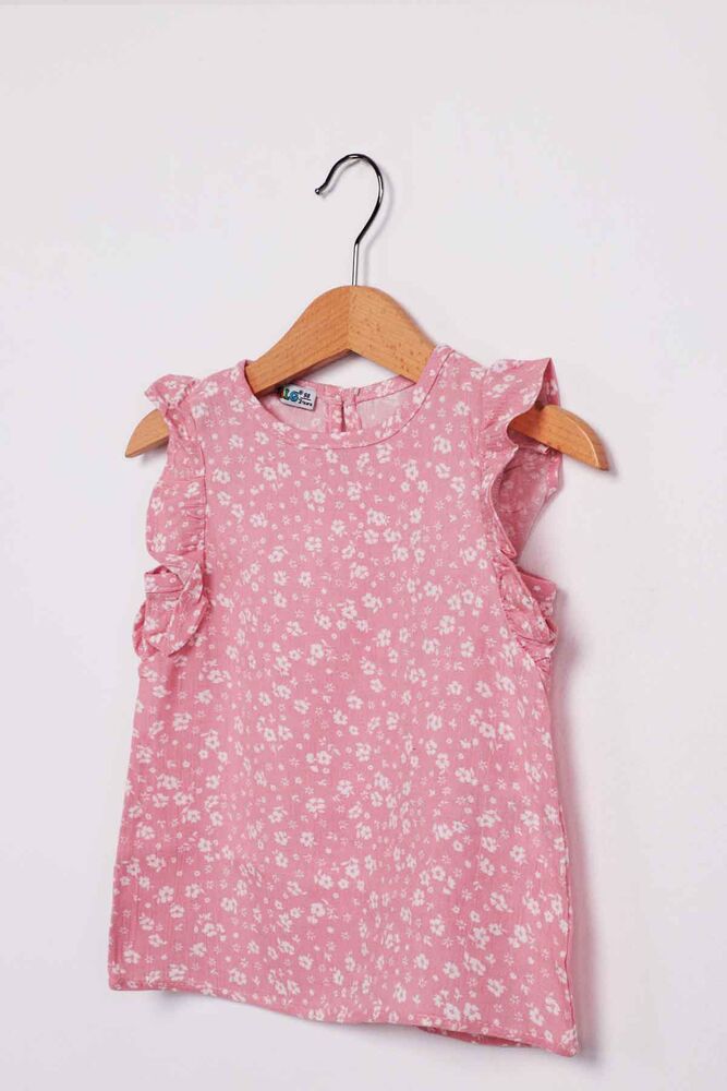 ALG Ruffle Detailed Flower Printed Girl Dress | Powder