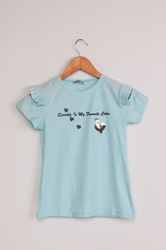ALG Ruffle Detailed Heart Printed Girl Dress | Blue