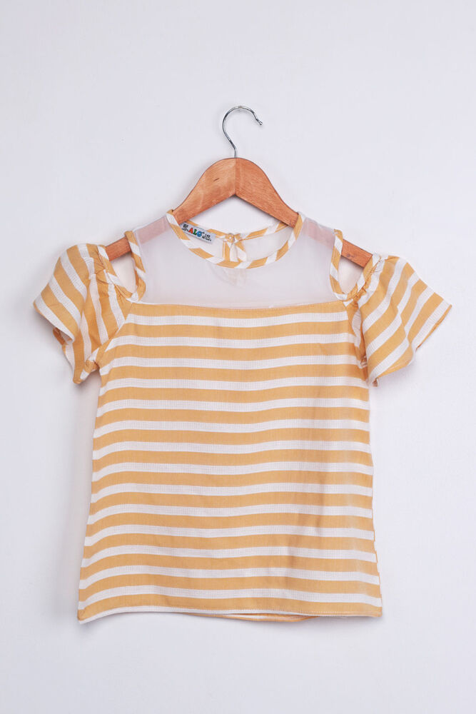 ALG Shoulder Detailed Stripped Girl Dress | Yellow