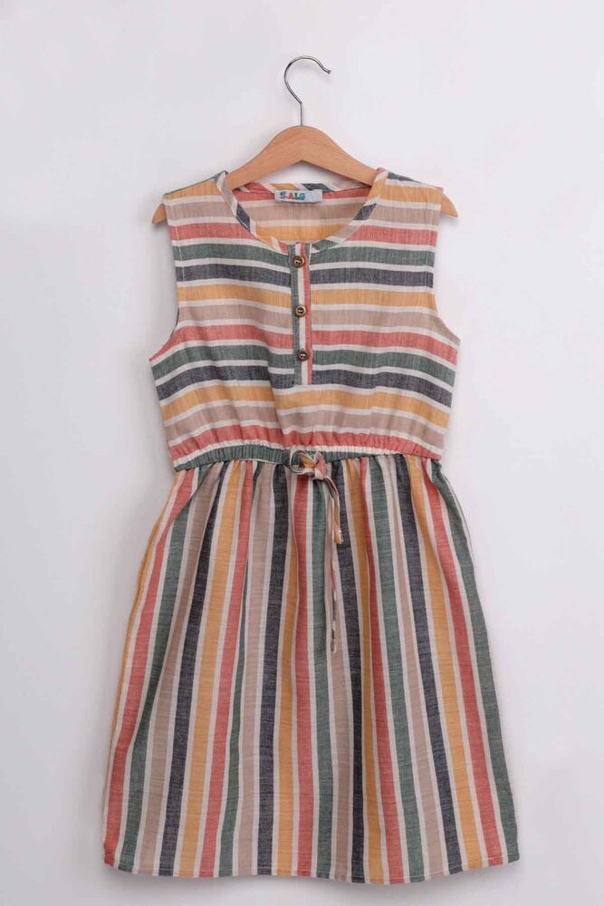 Girl Sleeveless Linen Dress | Colorful