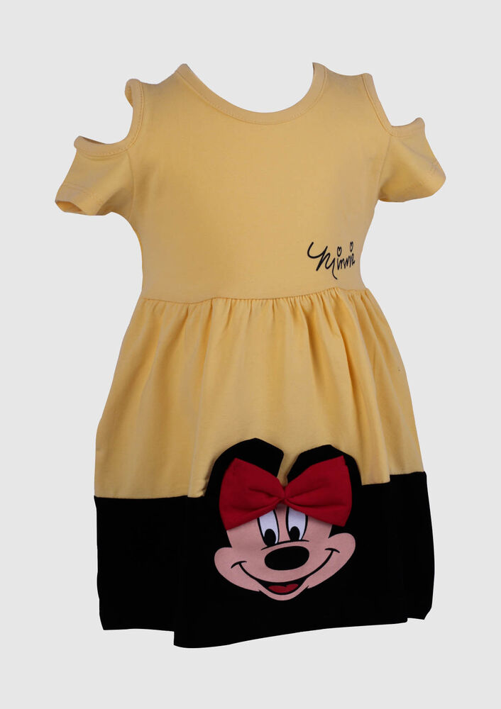 Shoulder Detailed Patterned Dress | Yellow