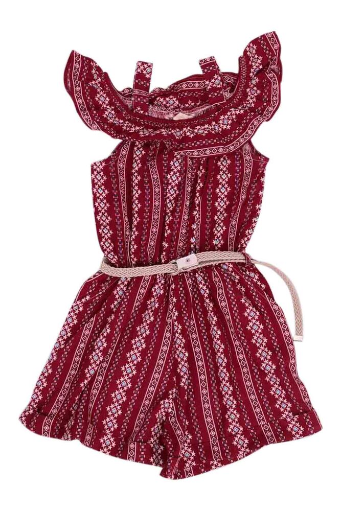 Madonna Neck Girl Short Jumpsuit | Red