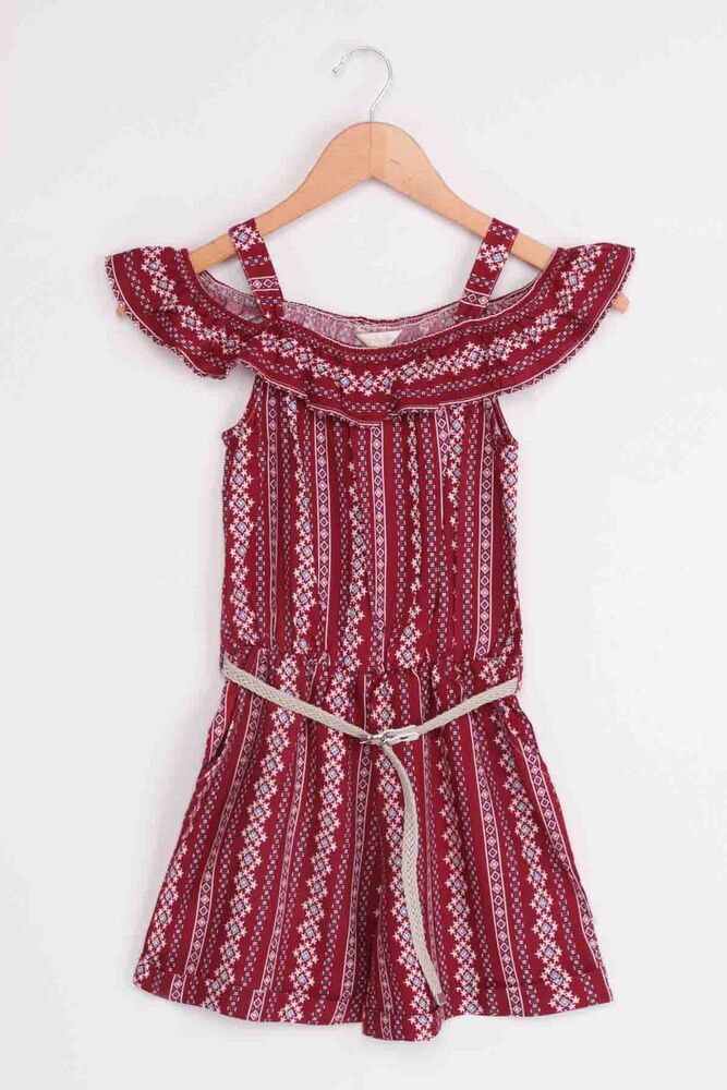 Madonna Neck Girl Short Jumpsuit | Red