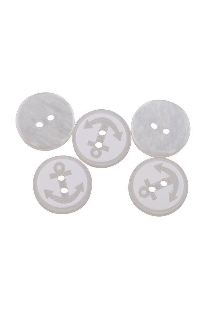 Çapa Desenli Düğme 5 Adet Beyaz