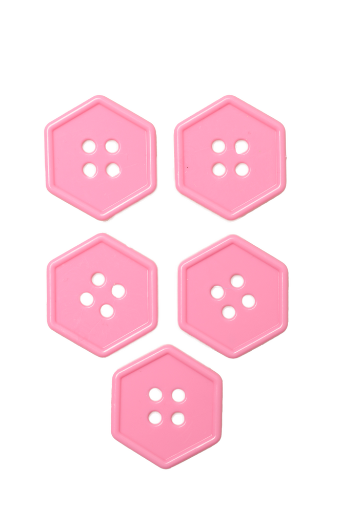 Geometrik Şekilli Düğme Model 11 5 adet | Pembe