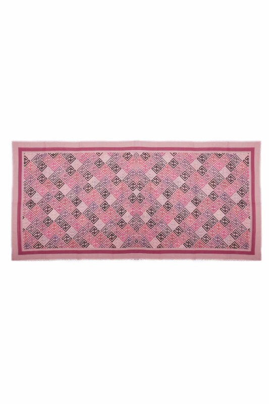 Fendi Harf Baskılı Kaşmir Şal 85x200 | Pudra - Thumbnail