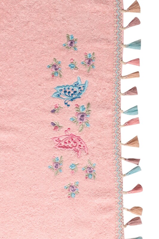 Masal Saçaklı El Ve Yüz Havlusu 50*90 cm 1315-1 | Pembe - Thumbnail