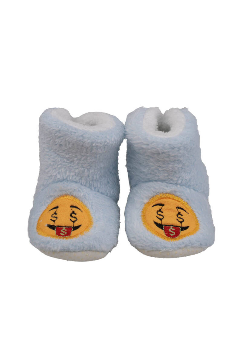 Emoji Baskılı Welsoft Bebek Panduf | Bebe Mavi
