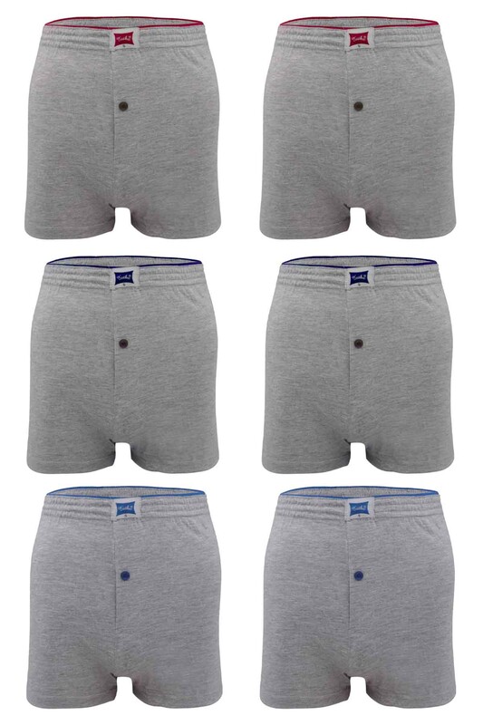 TUTKU - Tutku Penye Düz Boxer 117 6 lı Paket | Gri