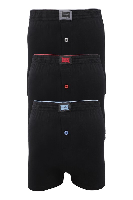 TUTKU - Tutku Penye Düz Boxer 117 3'lü Paket | Siyah