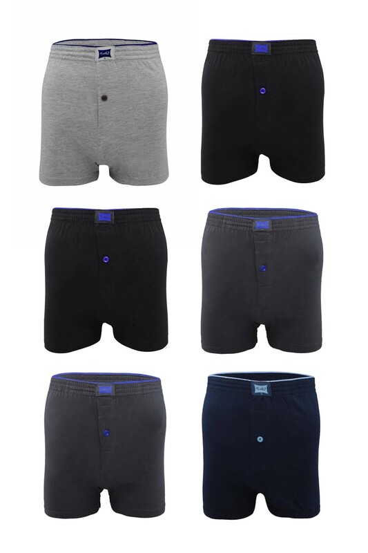 TUTKU - Tutku Penye Düz Boxer 117 6 lı Paket | Karışık Renk