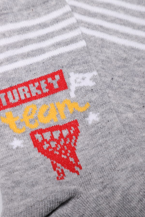 Baskılı Erkek Çocuk Çorap Model 6 | Gri