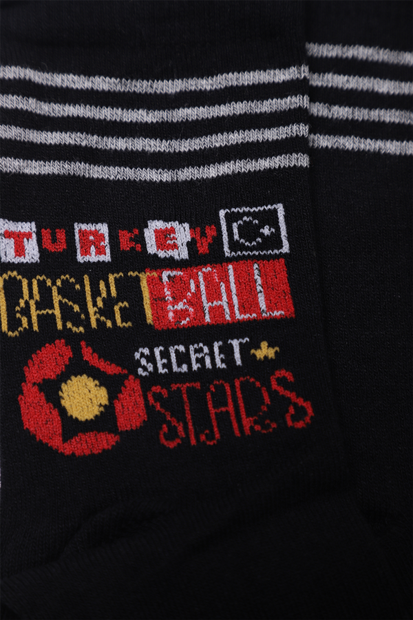 Baskılı Erkek Çocuk Çorap Model 6 | Siyah