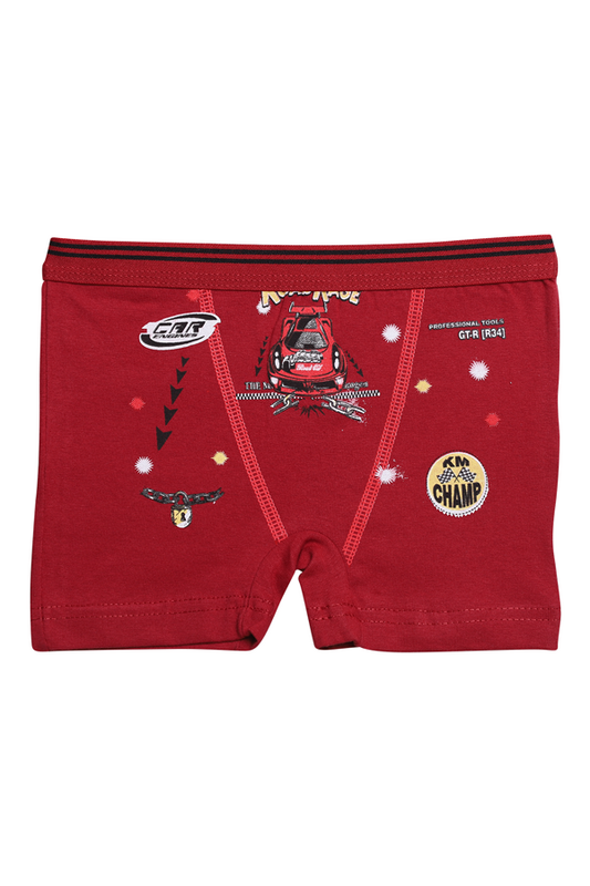 Eren - Baskılı Erkek Çocuk Boxer 5024-3 | Bordo