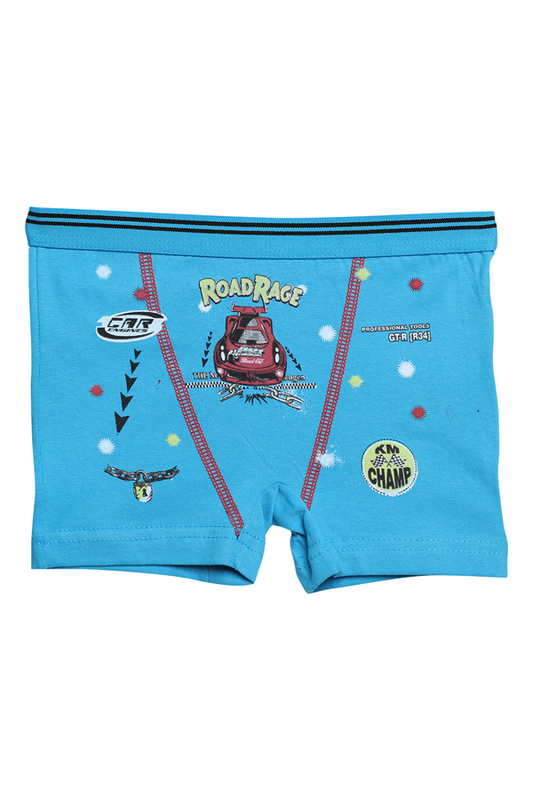 Eren - Baskılı Erkek Çocuk Boxer 5024-3 | Mavi