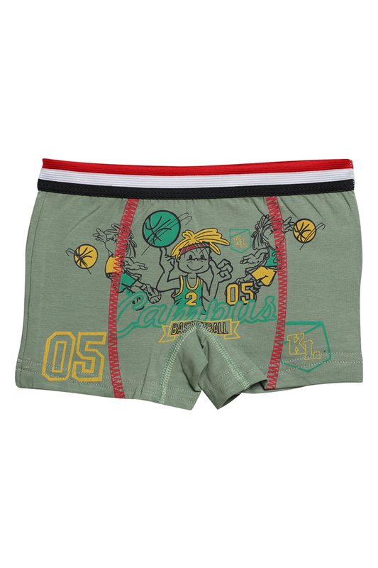 Hafız - Desenli Erkek Çocuk Boxer 8007 | Açık Yeşil