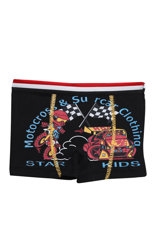 Hafız - Baskılı Erkek Çocuk Boxer 8007-4 | Siyah