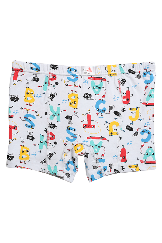 Karadağ - Desenli Erkek Çocuk Boxer 815-4 | Beyaz