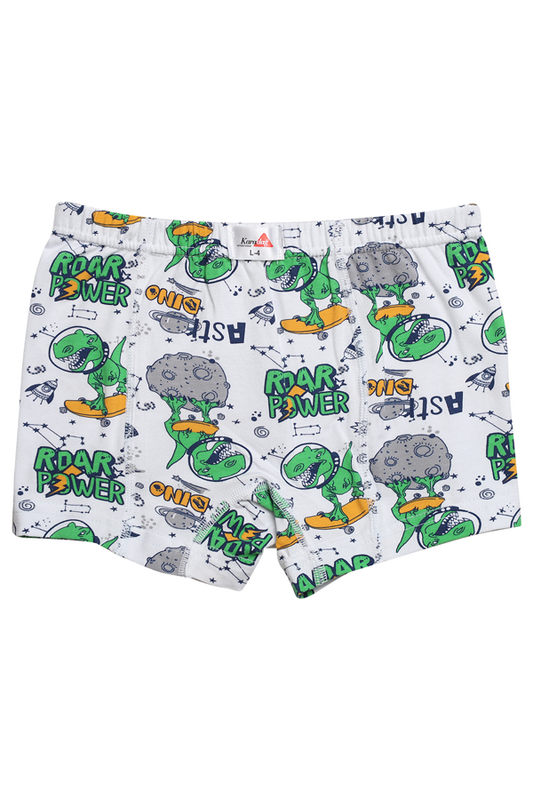 Karadağ - Desenli Erkek Çocuk Boxer 815-5 | Beyaz